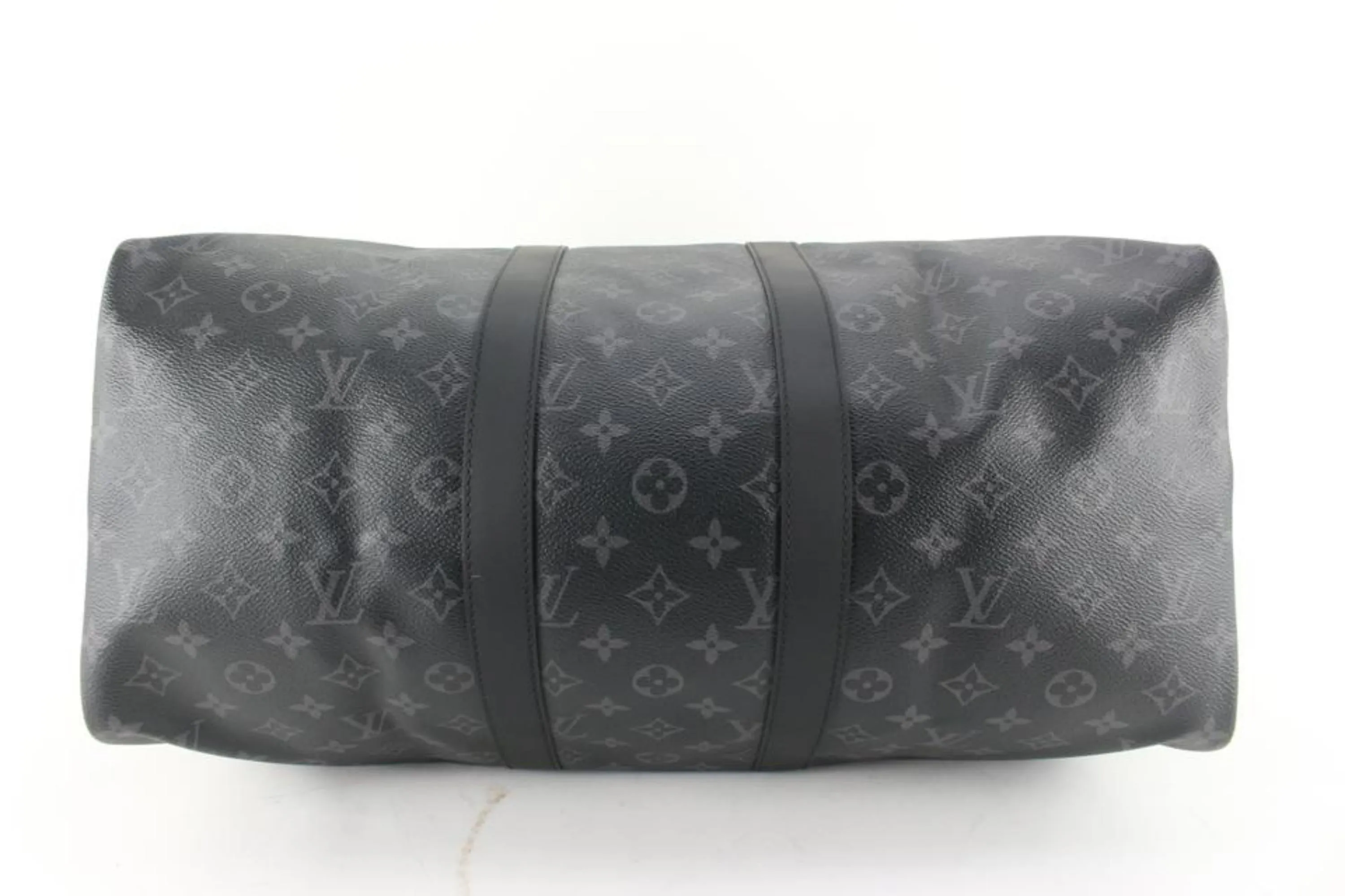 Louis Vuitton Black Monogram Eclipse Keepall Bandouliere 45 Duffle with Strap 2L103a