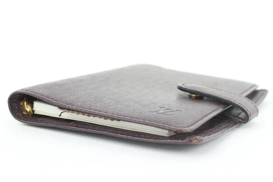 Louis Vuitton Bordeaux Taiga Leather Small Ring Agenda PM Diary Cover 5lvs114