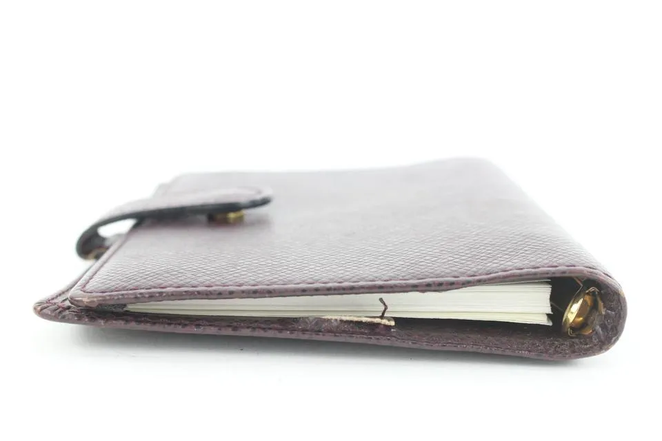 Louis Vuitton Bordeaux Taiga Leather Small Ring Agenda PM Diary Cover 5lvs114