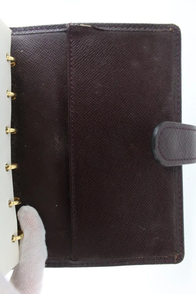 Louis Vuitton Bordeaux Taiga Leather Small Ring Agenda PM Diary Cover 5lvs114