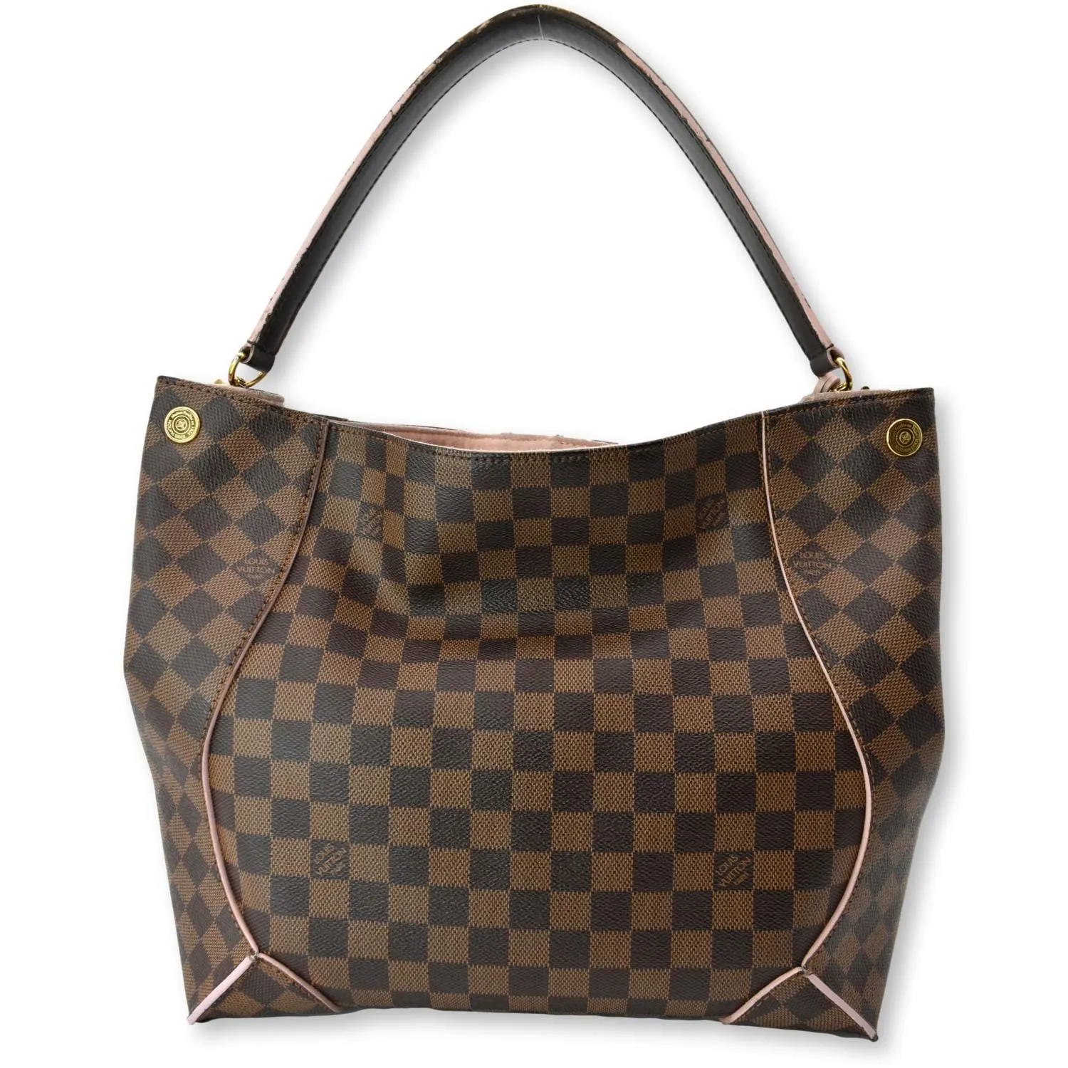 LOUIS VUITTON Caissa Damier Ebene Hobo Bag Rose Ballerine