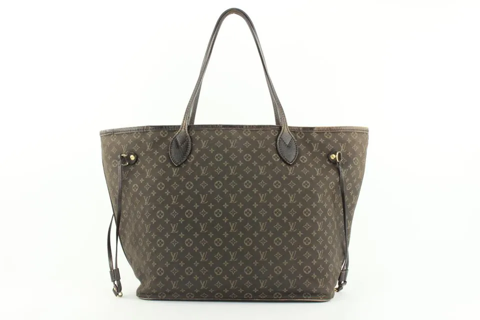 Louis Vuitton Ebene Monogram Mini Lin Idylle Neverfull MM Tote Bag 926lvs415