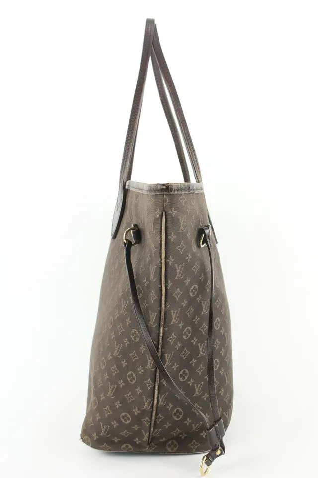 Louis Vuitton Ebene Monogram Mini Lin Idylle Neverfull MM Tote Bag 926lvs415