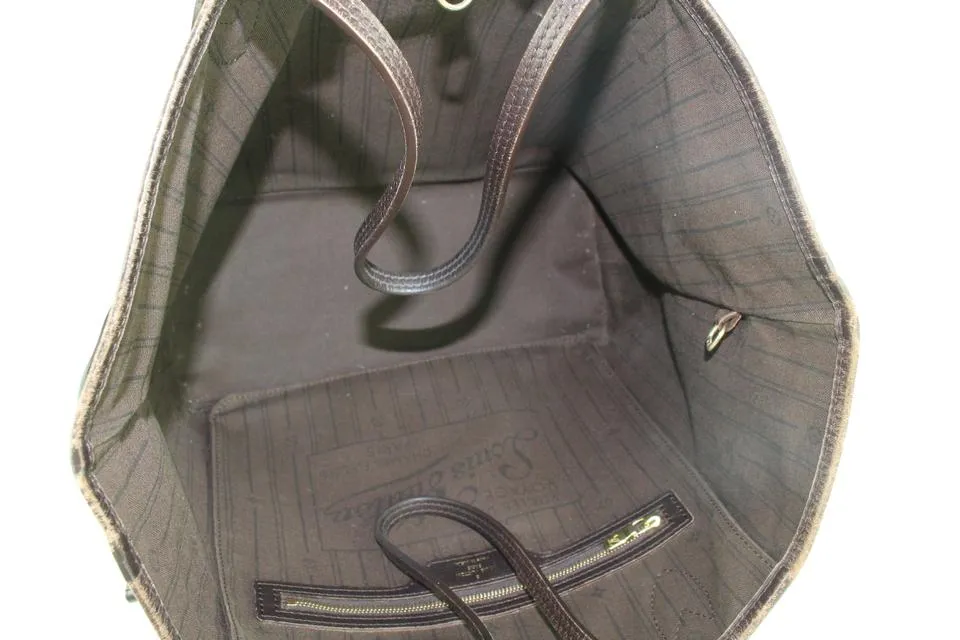 Louis Vuitton Ebene Monogram Mini Lin Idylle Neverfull MM Tote Bag 926lvs415