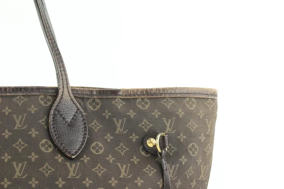 Louis Vuitton Ebene Monogram Mini Lin Idylle Neverfull MM Tote Bag 926lvs415