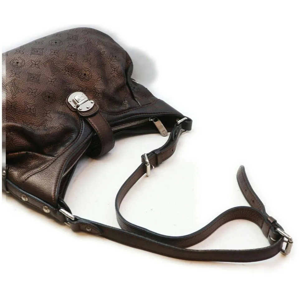 Louis Vuitton Metallic Brown Mahina Leather XS Crossbody Hobo Bag 863002