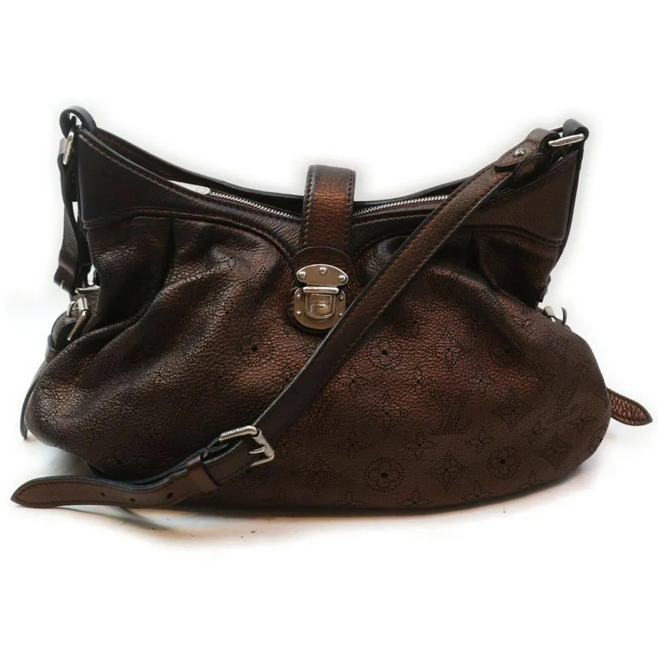 Louis Vuitton Metallic Brown Mahina Leather XS Crossbody Hobo Bag 863002