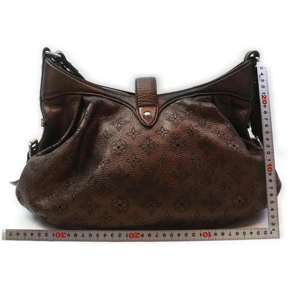 Louis Vuitton Metallic Brown Mahina Leather XS Crossbody Hobo Bag 863002