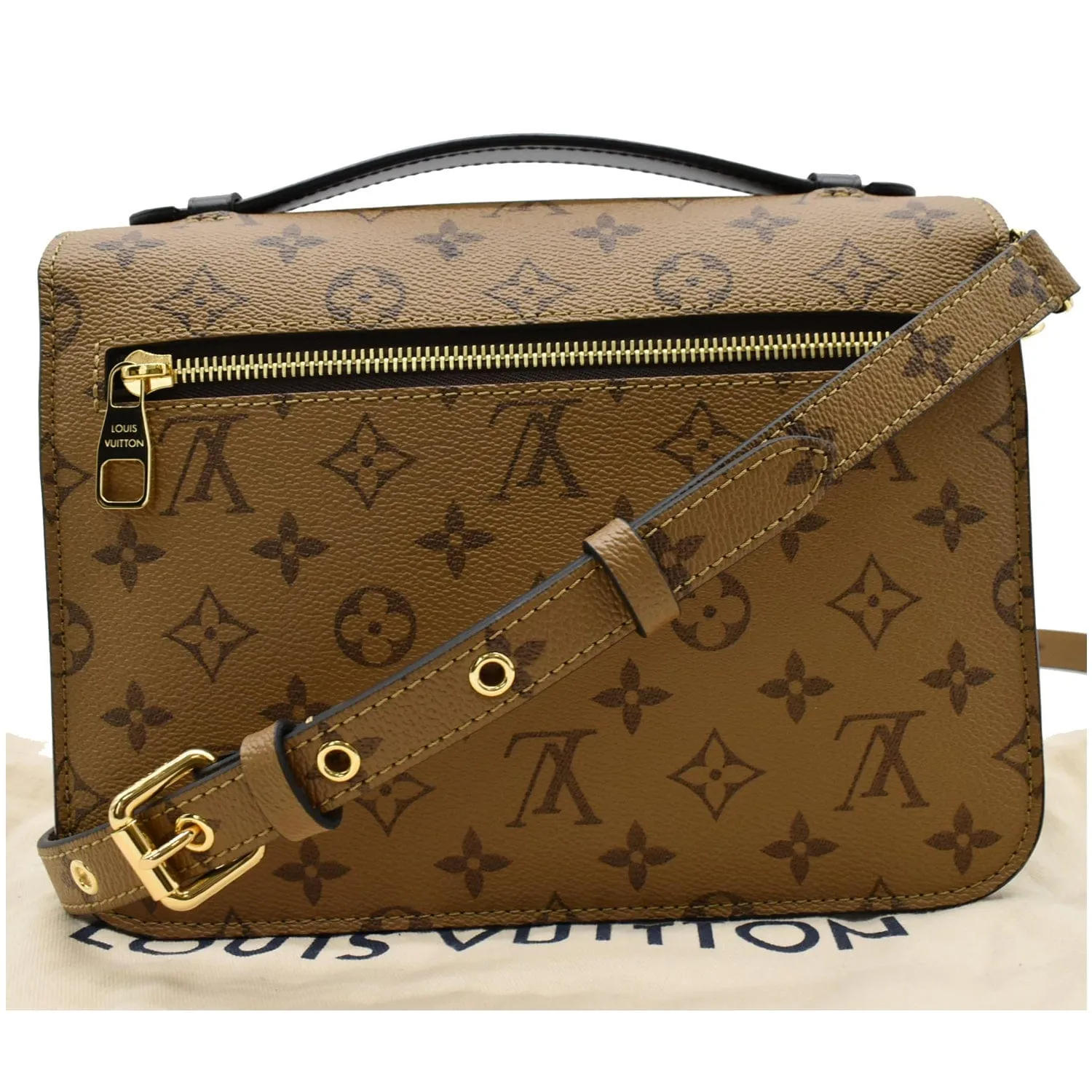 LOUIS VUITTON Metis Pochette Reverse Monogram Canvas Crossbody Bag Brown