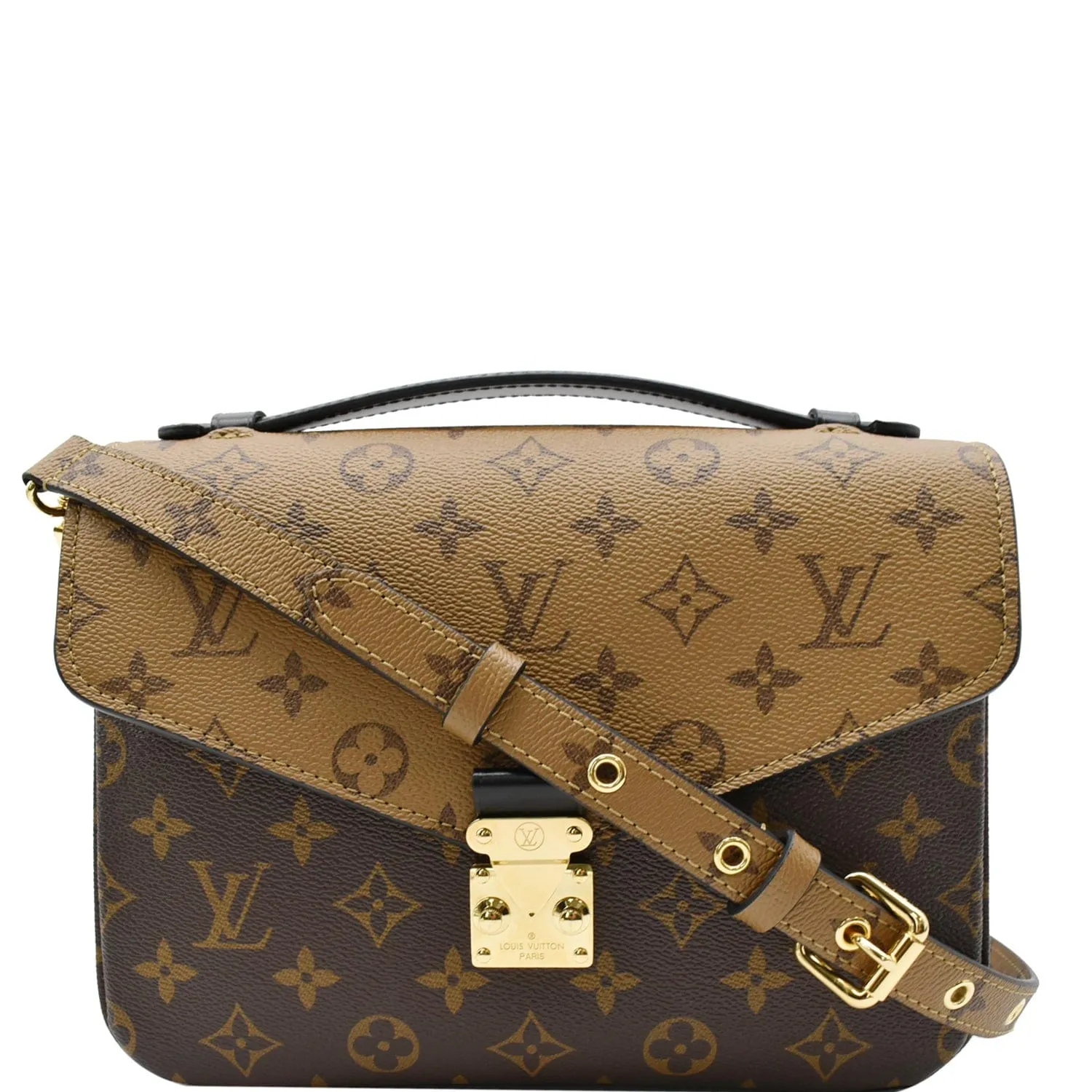 LOUIS VUITTON Metis Pochette Reverse Monogram Canvas Crossbody Bag Brown