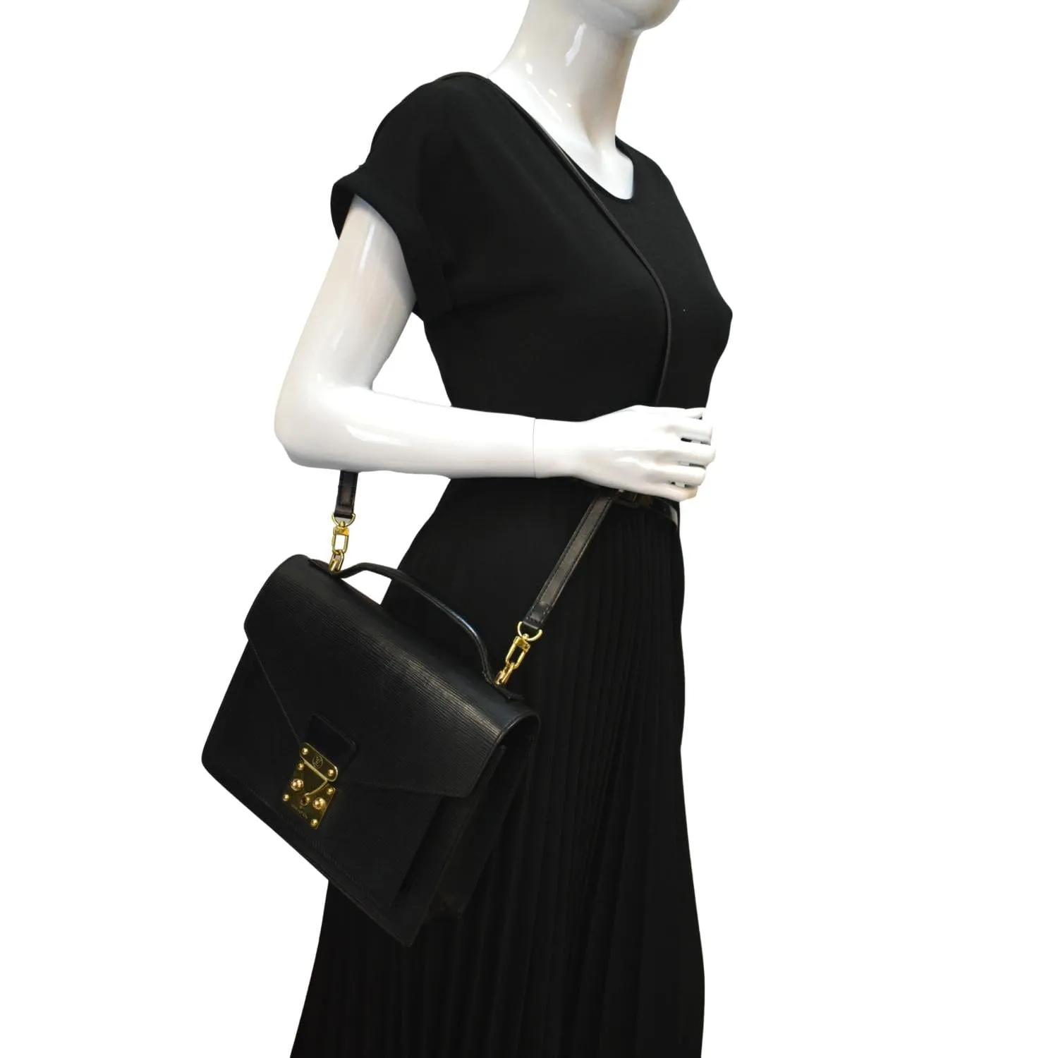 LOUIS VUITTON Monceau EPI Leather Crossbody Bag Black