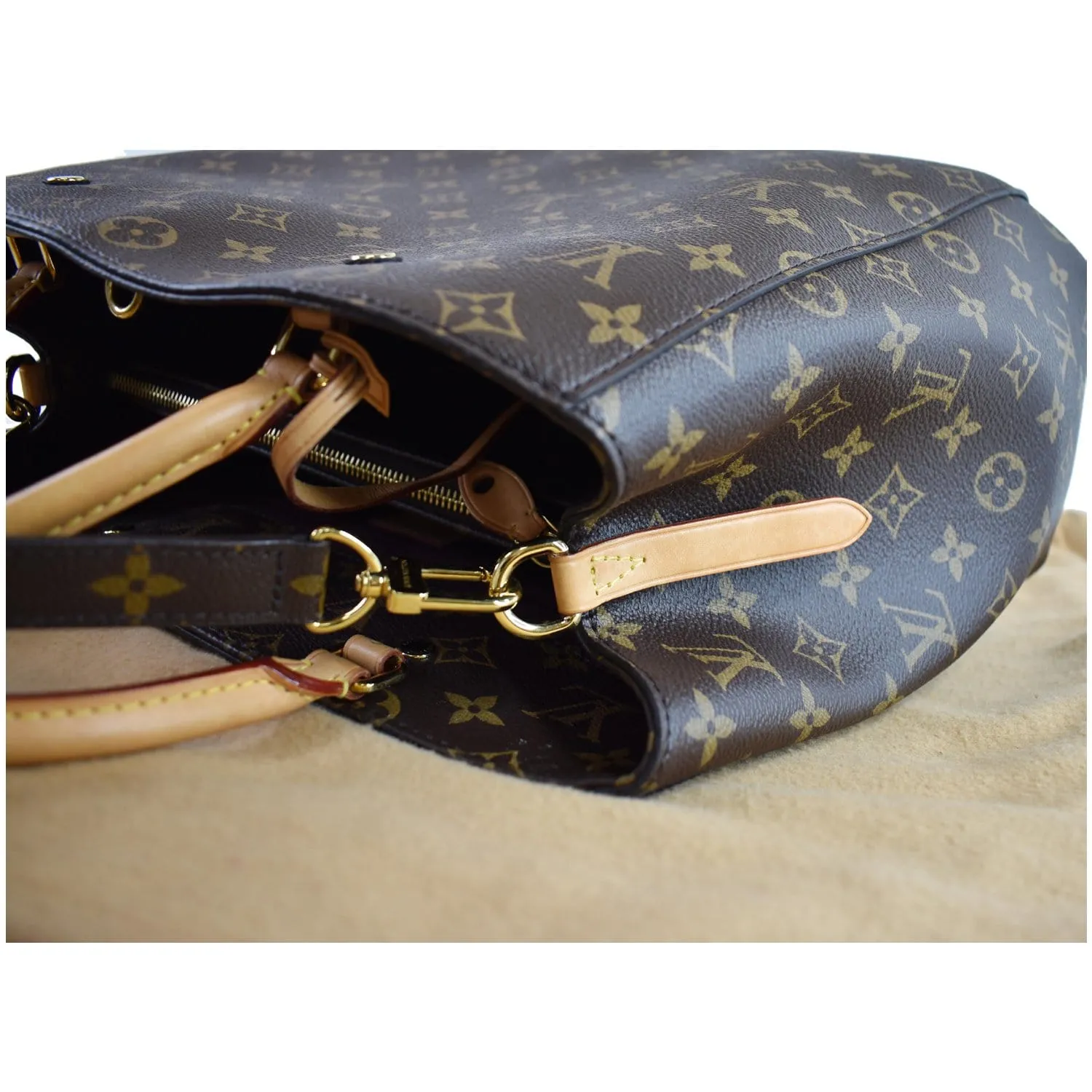 LOUIS VUITTON Montaigne GM Monogram Canvas Shoulder Bag Brown
