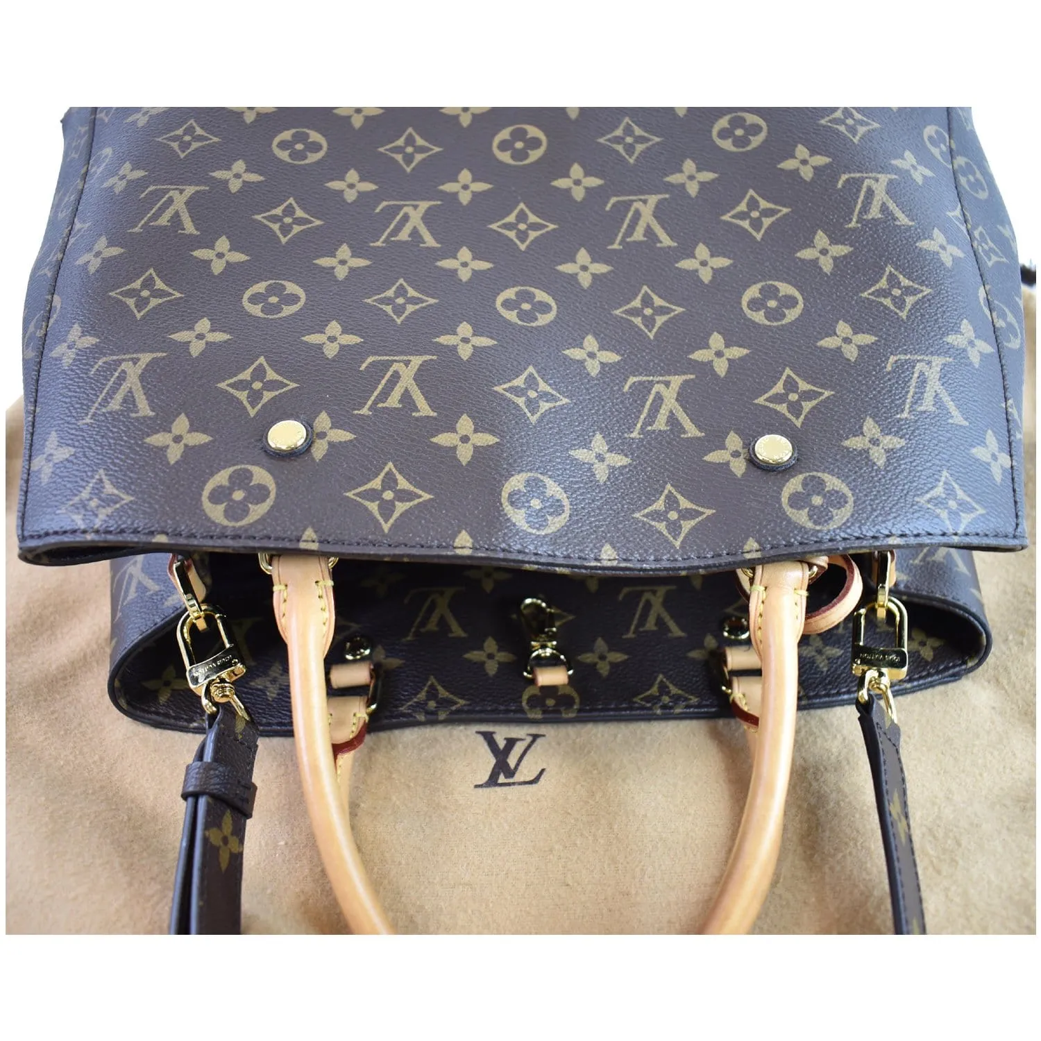 LOUIS VUITTON Montaigne GM Monogram Canvas Shoulder Bag Brown