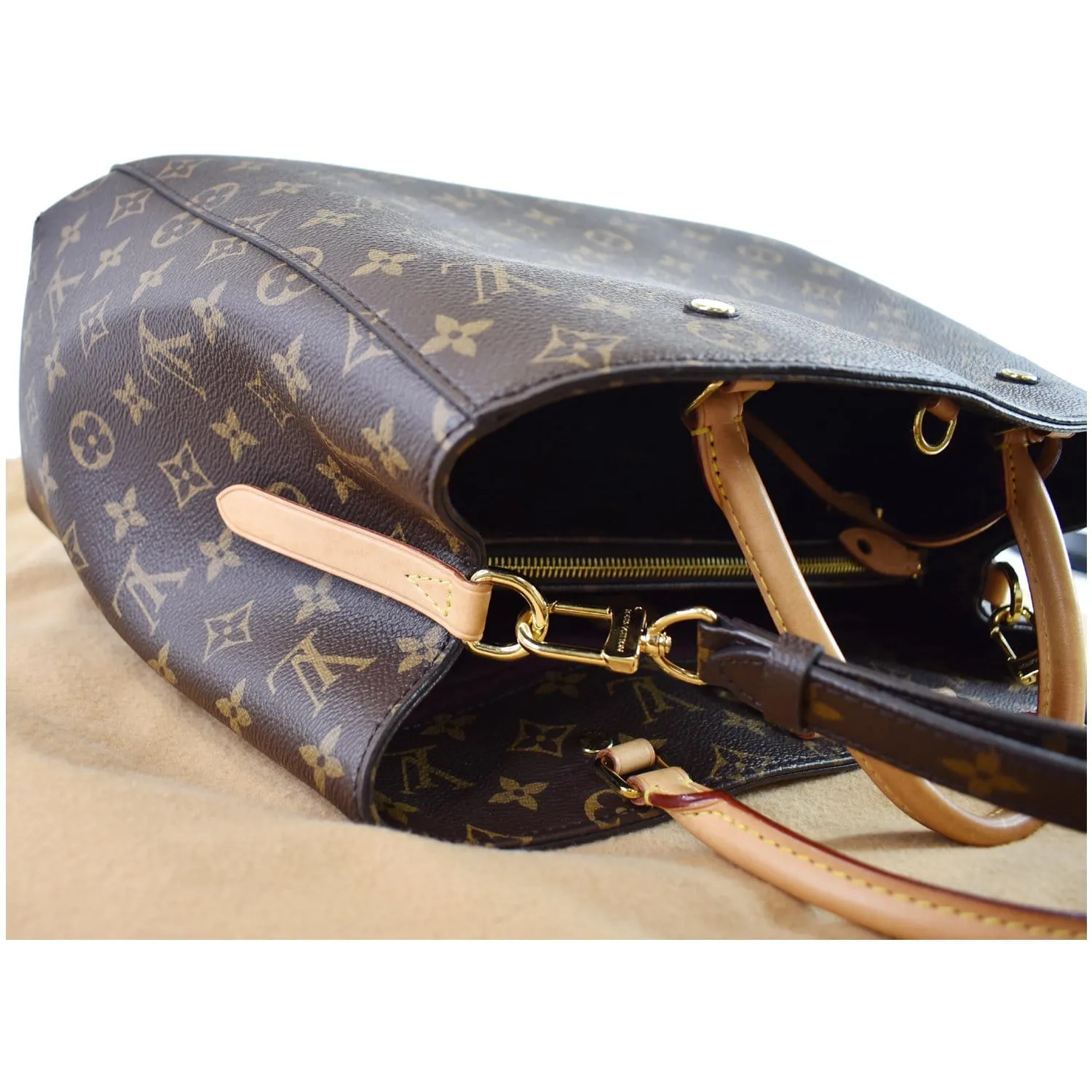 LOUIS VUITTON Montaigne GM Monogram Canvas Shoulder Bag Brown