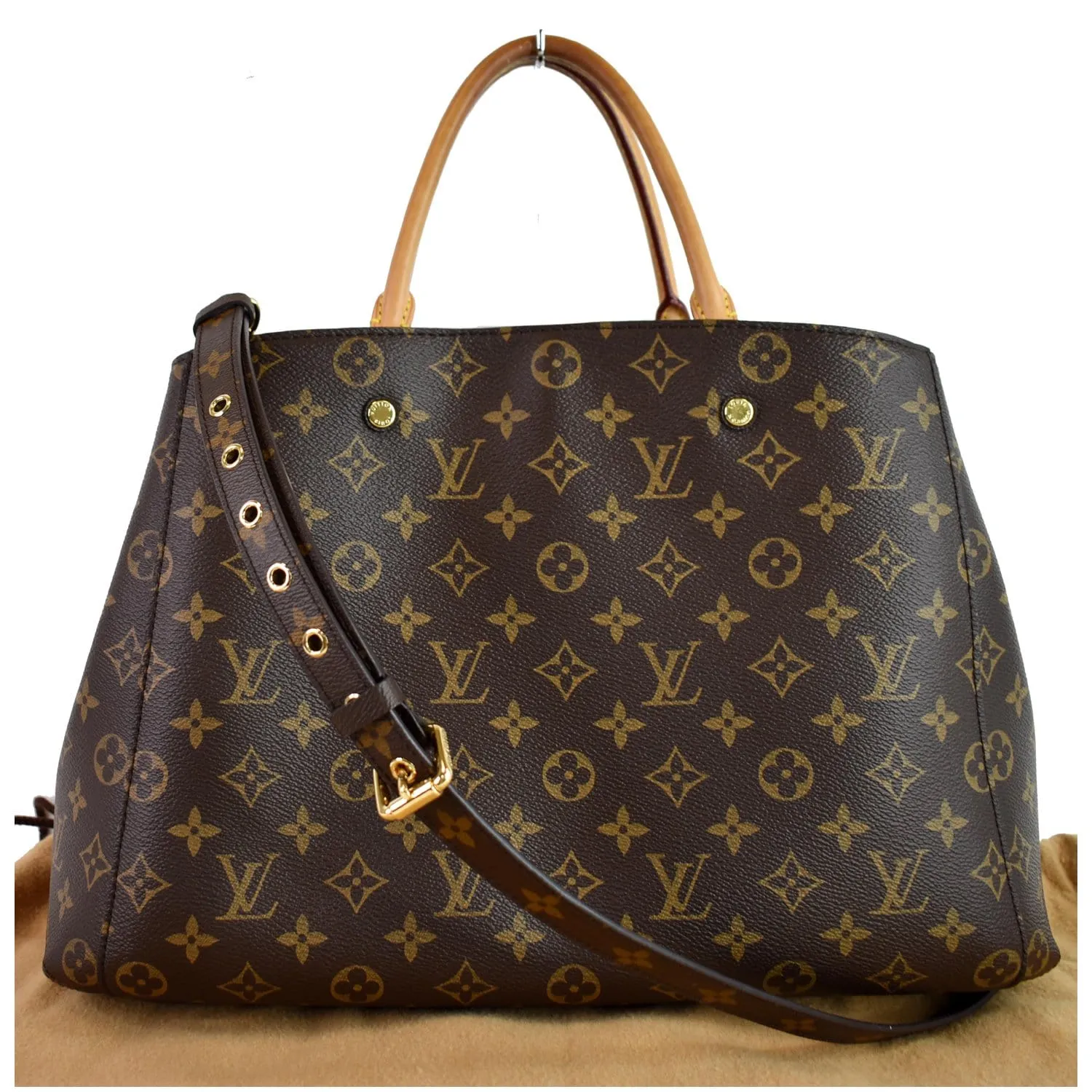 LOUIS VUITTON Montaigne GM Monogram Canvas Shoulder Bag Brown