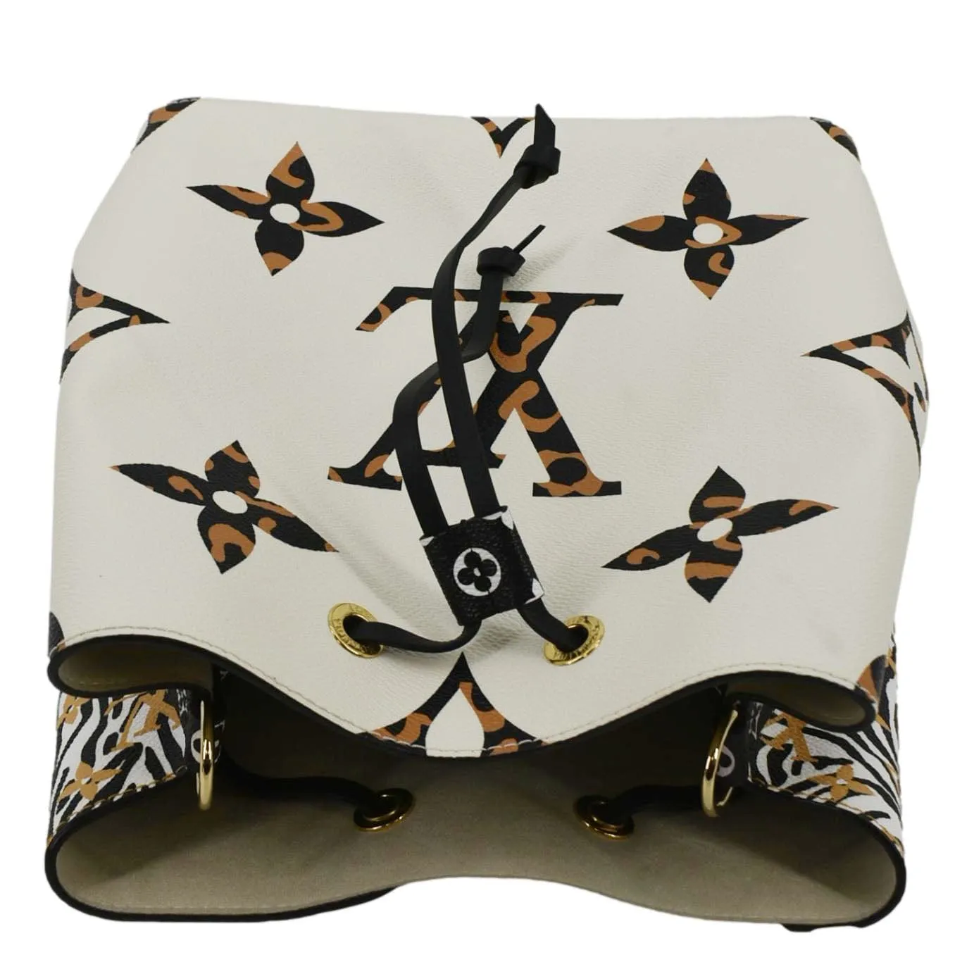 LOUIS VUITTON Neonoe Giant Jungle Canvas Shoulder Bucket Bag Ivory
