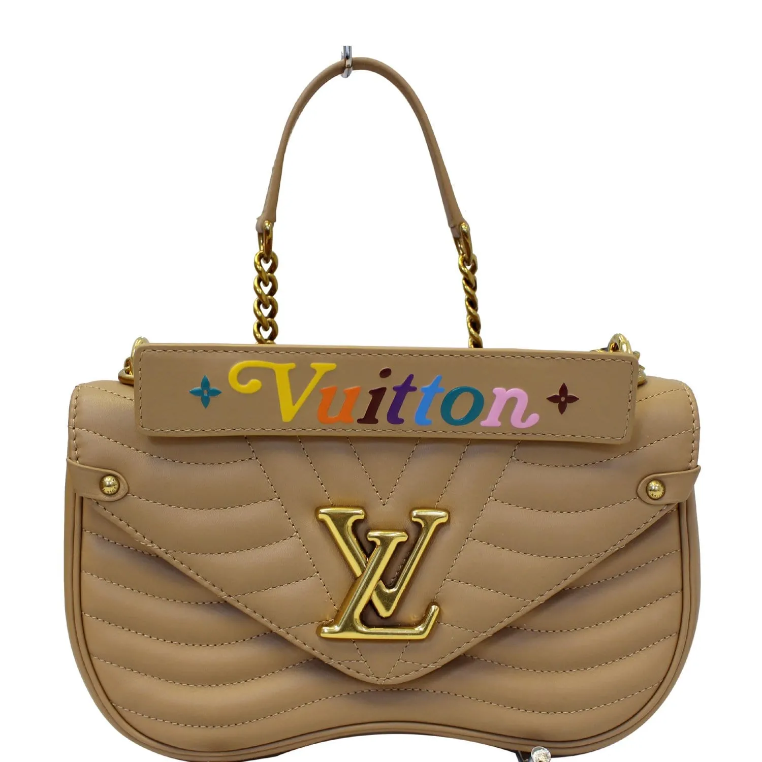 LOUIS VUITTON New Wave Chain MM Calfskin Leather Shoulder Bag Noisette