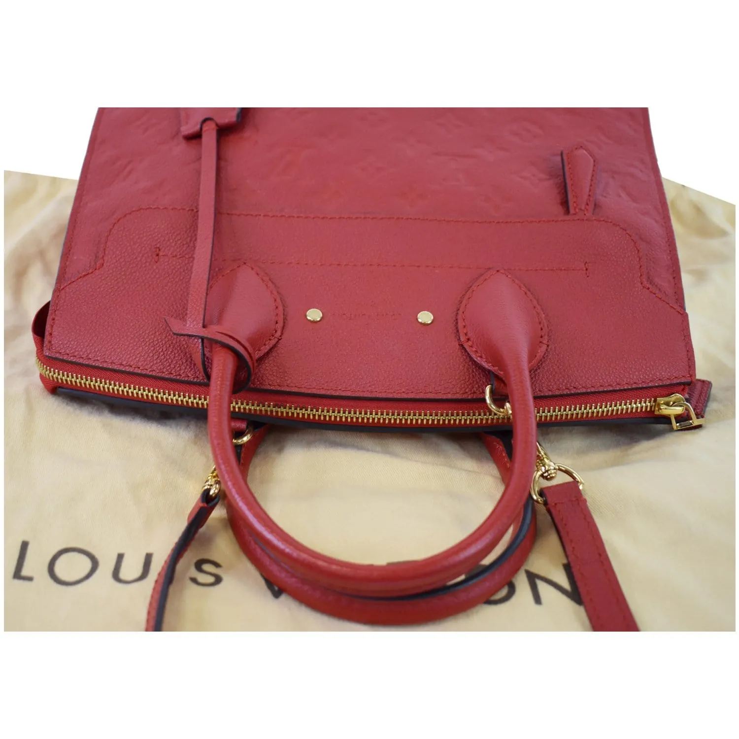 LOUIS VUITTON Pont Neuf Monogram Empreinte Leather Shoulder Bag Red