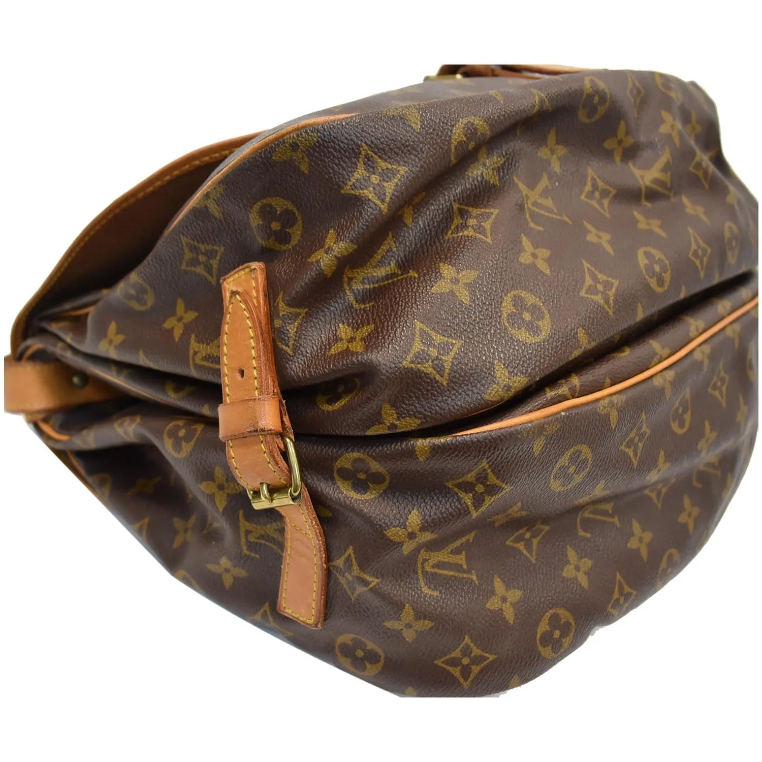 LOUIS VUITTON Saumur 35 Monogram Canvas Shoulder Bag Brown