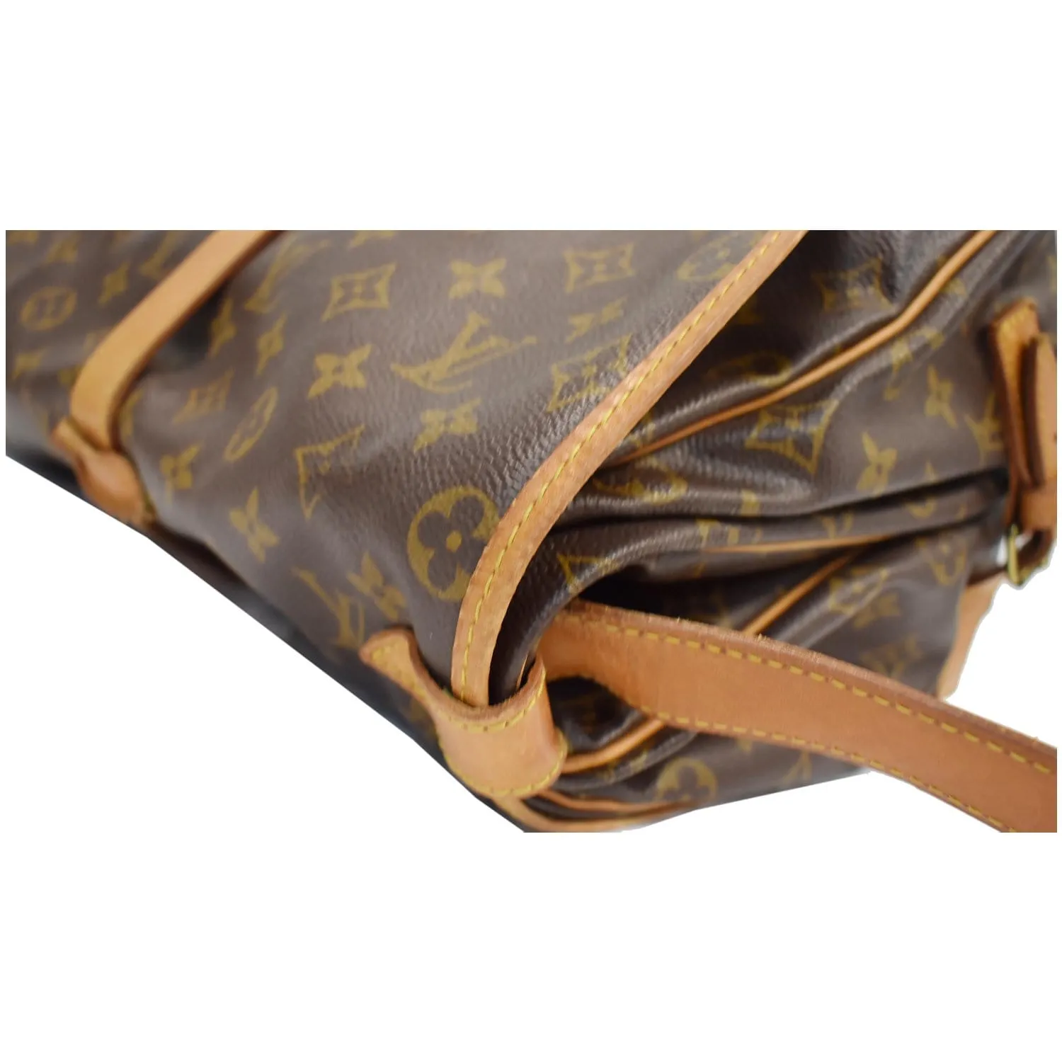 LOUIS VUITTON Saumur 35 Monogram Canvas Shoulder Bag Brown