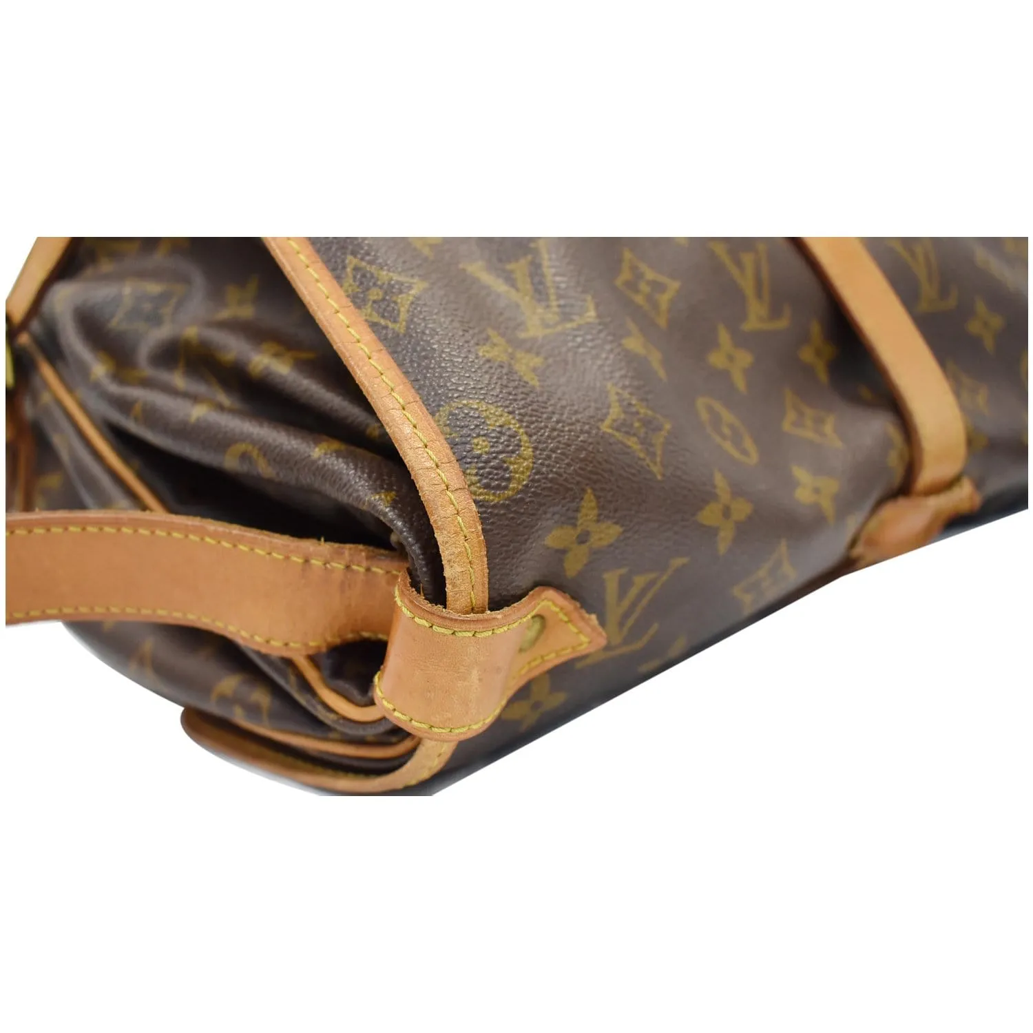 LOUIS VUITTON Saumur 35 Monogram Canvas Shoulder Bag Brown