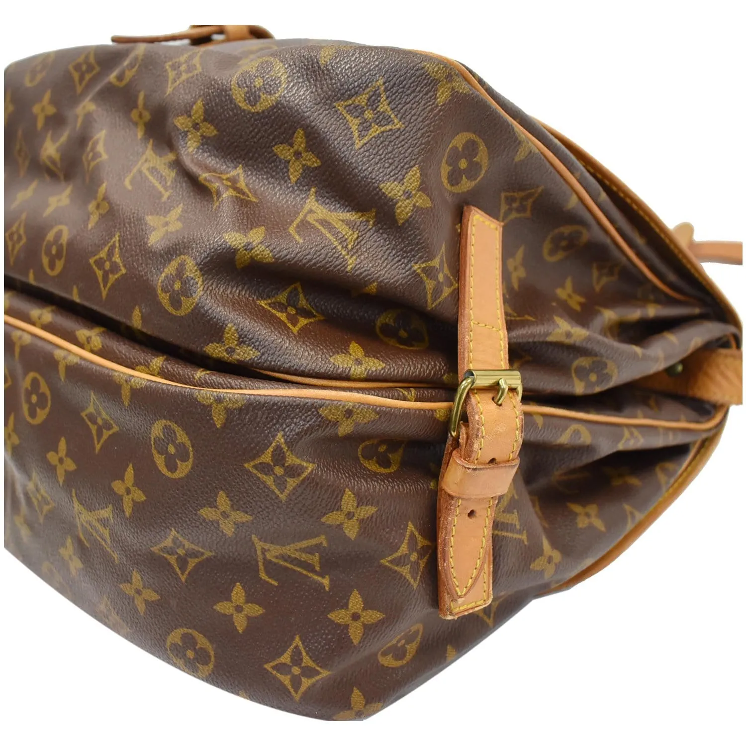 LOUIS VUITTON Saumur 35 Monogram Canvas Shoulder Bag Brown