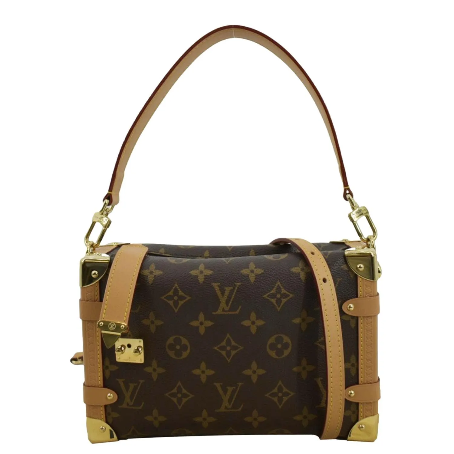 LOUIS VUITTON Side Trunk Monogram Canvas Crossbody Bag Brown