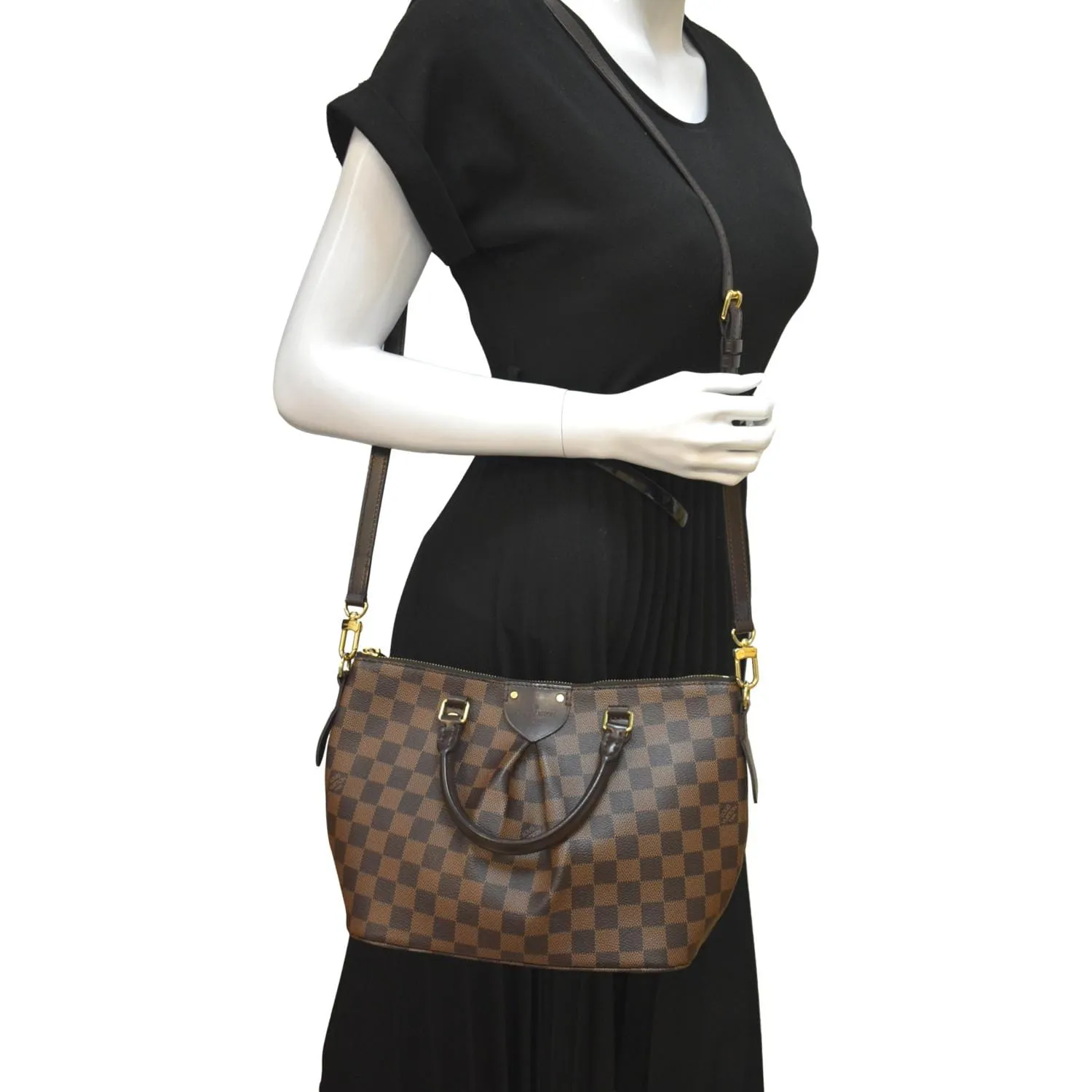LOUIS VUITTON Siena PM Damier Ebene Shoulder Bag Brown