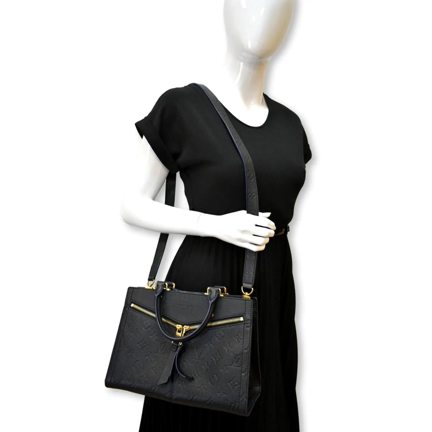 LOUIS VUITTON Sully PM Monogram Empreinte Leather Shoulder Bag Black