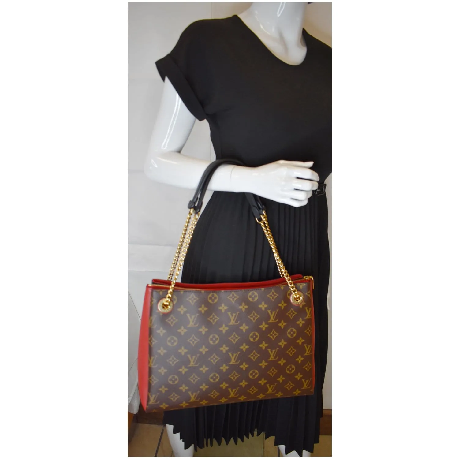 LOUIS VUITTON Surene MM Monogram Canvas Shoulder Bag Cerise