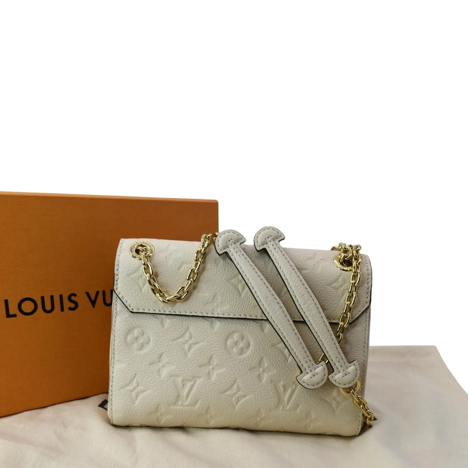 LOUIS VUITTON Vavin BB Monogram Empreinte Leather Crossbody Bag Cream