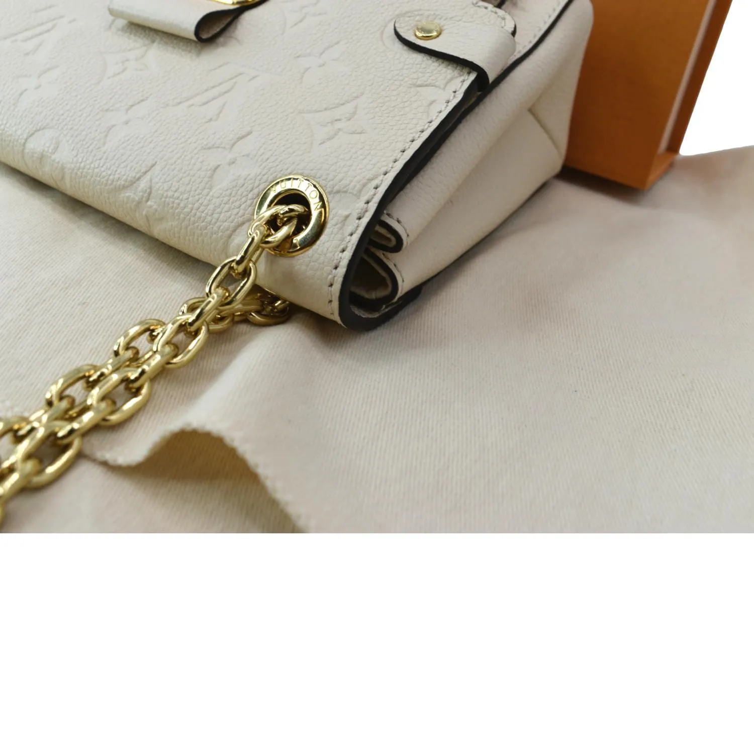 LOUIS VUITTON Vavin BB Monogram Empreinte Leather Crossbody Bag Cream
