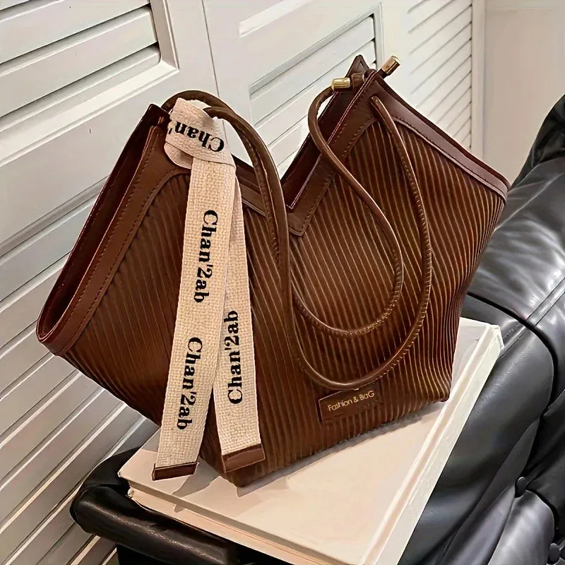 Love Design Tote Bag, Trendy Large Capacity Shoulder Bag, Faux Leather Simple Bag for Women Work Purses and Handbags