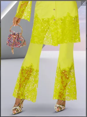 Love The Queen 17653P 1PC Pant In Soft Stretch Fabric Designed With Embroidery Sequin