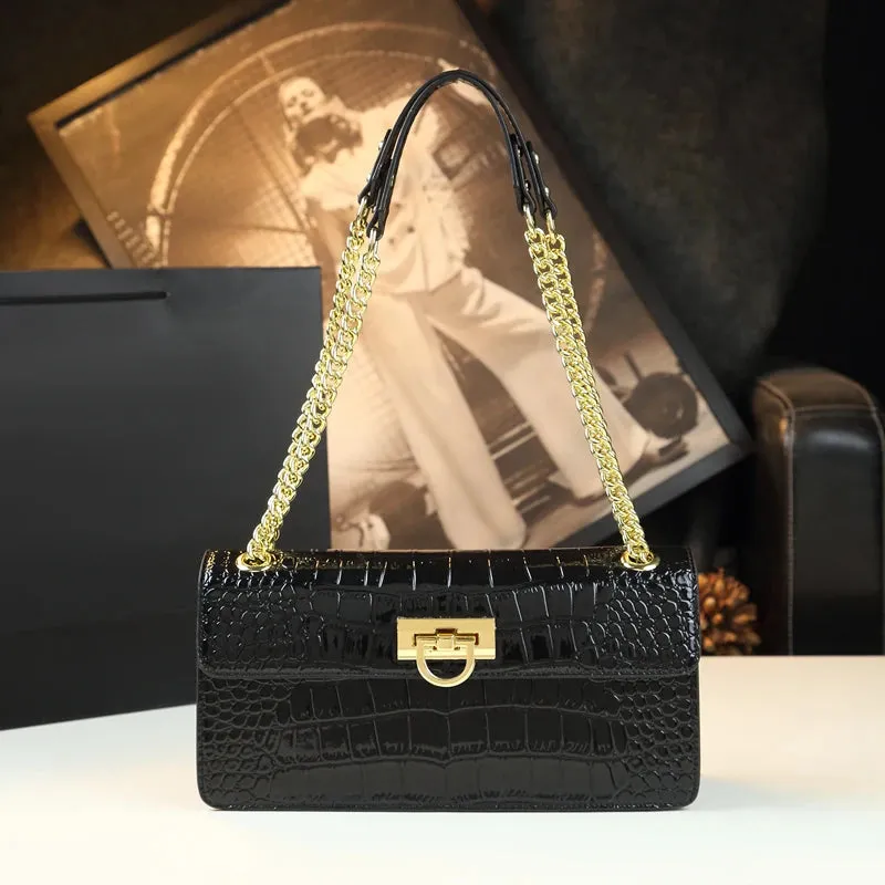 Luxury Fashion Leather Women Bag Crocodile Pattern 2023
