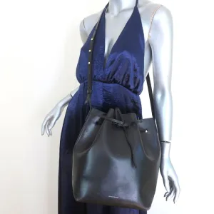 Mansur Gavriel Bucket Bag Black/Royal Coated Leather Medium Crossbody