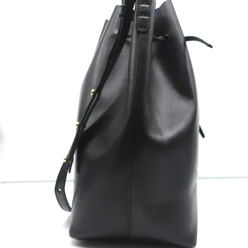 Mansur Gavriel Bucket Bag Black/Royal Coated Leather Medium Crossbody