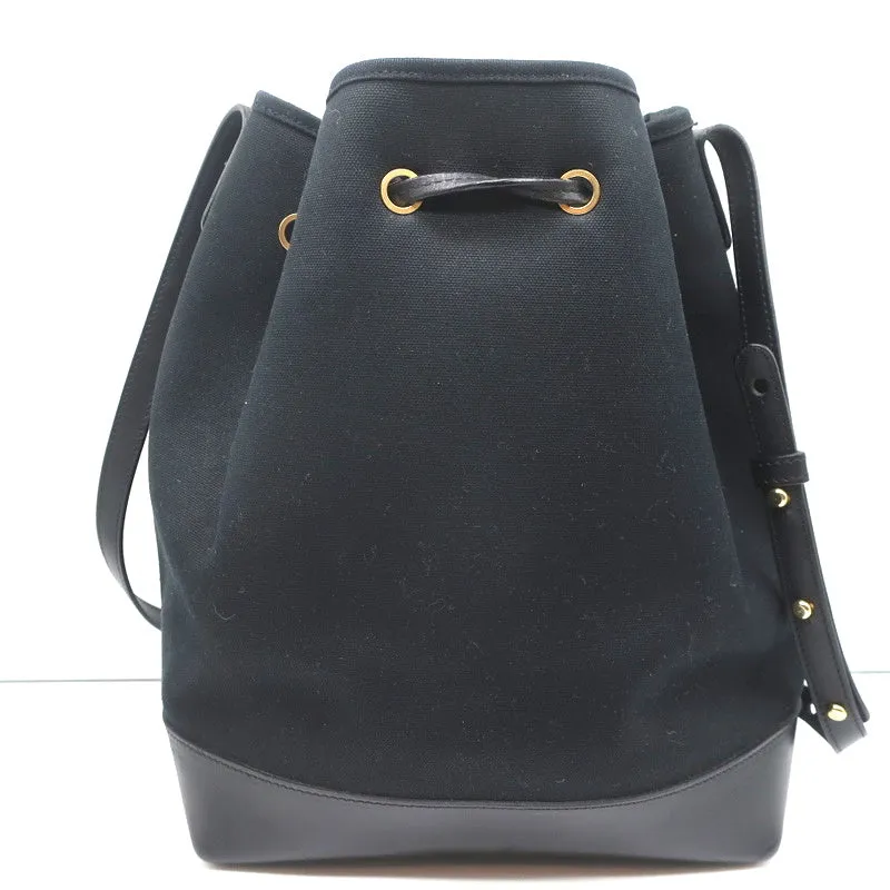 Mansur Gavriel Large Bucket Bag Black Canvas & Leather Crossbody