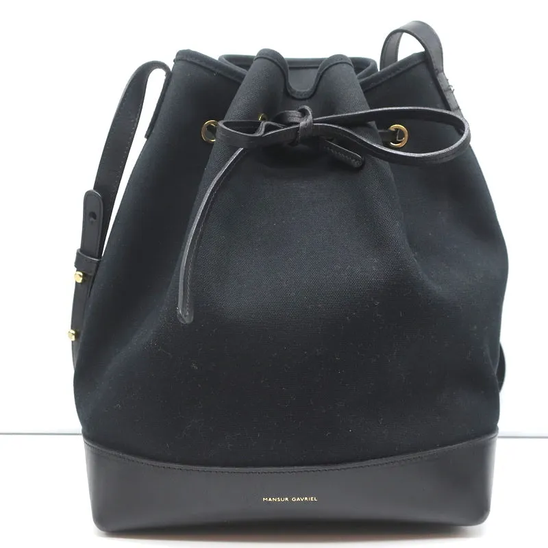 Mansur Gavriel Large Bucket Bag Black Canvas & Leather Crossbody