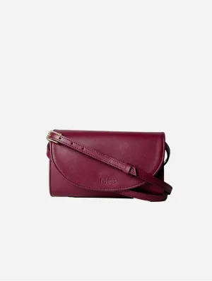 Marlee Apple Leather Vegan Crossbody Bag |  Deep Red