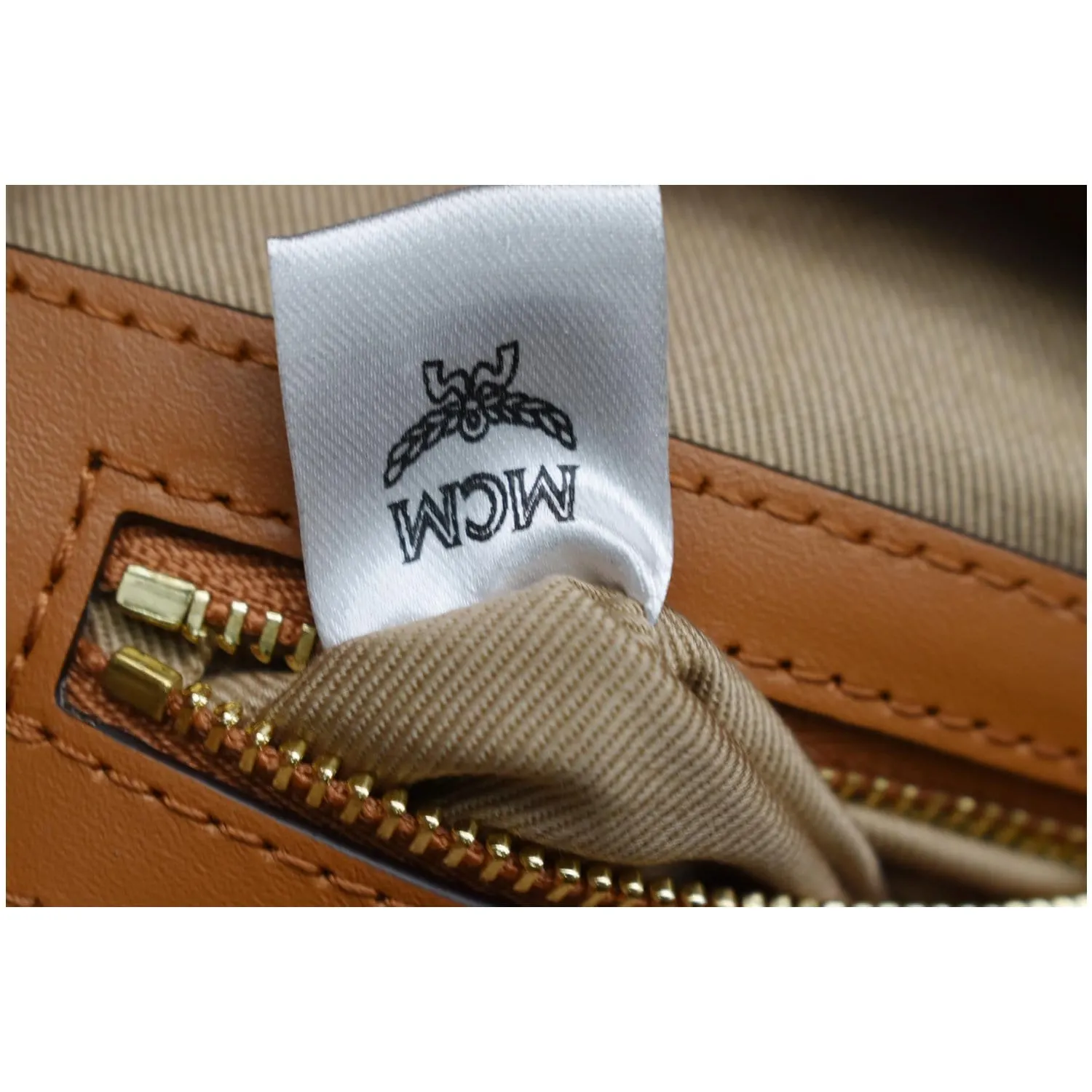 MCM KL Mini Visetos Monogram Canvas Crossbody Bag Cognac