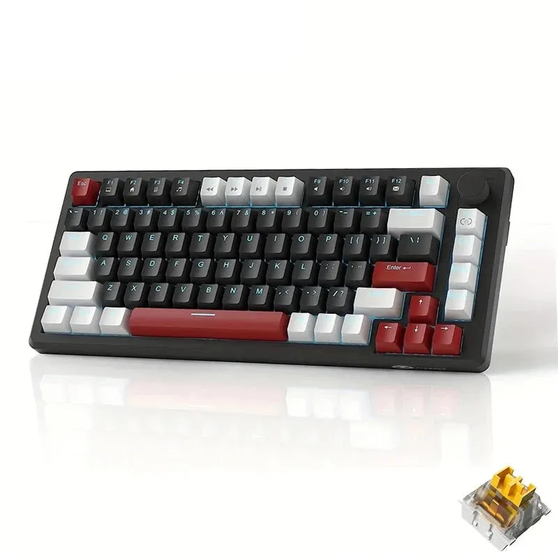 Mechanical Gaming Keyboard Compact Blue Backlit Wired, Knob Control