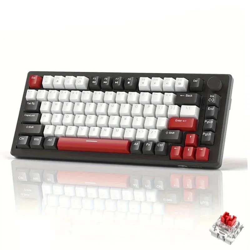Mechanical Gaming Keyboard Compact Blue Backlit Wired, Knob Control