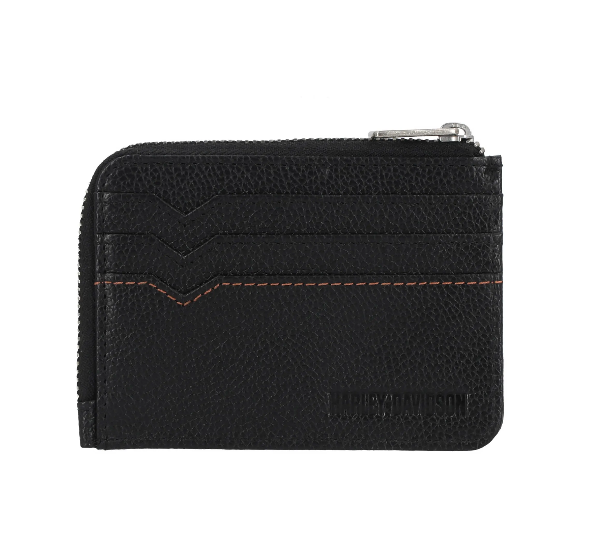 Men's Classic Leather Zip Card Case Black - Black