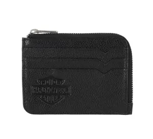 Men's Classic Leather Zip Card Case Black - Black