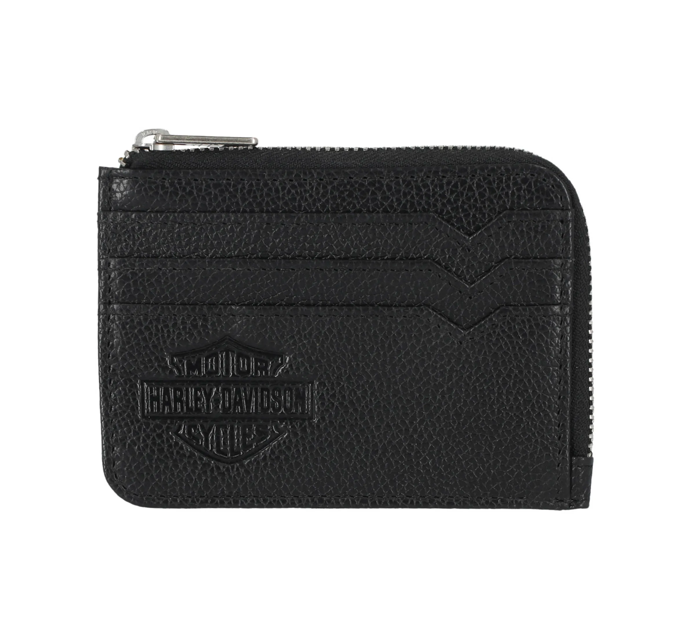 Men's Classic Leather Zip Card Case Black - Black