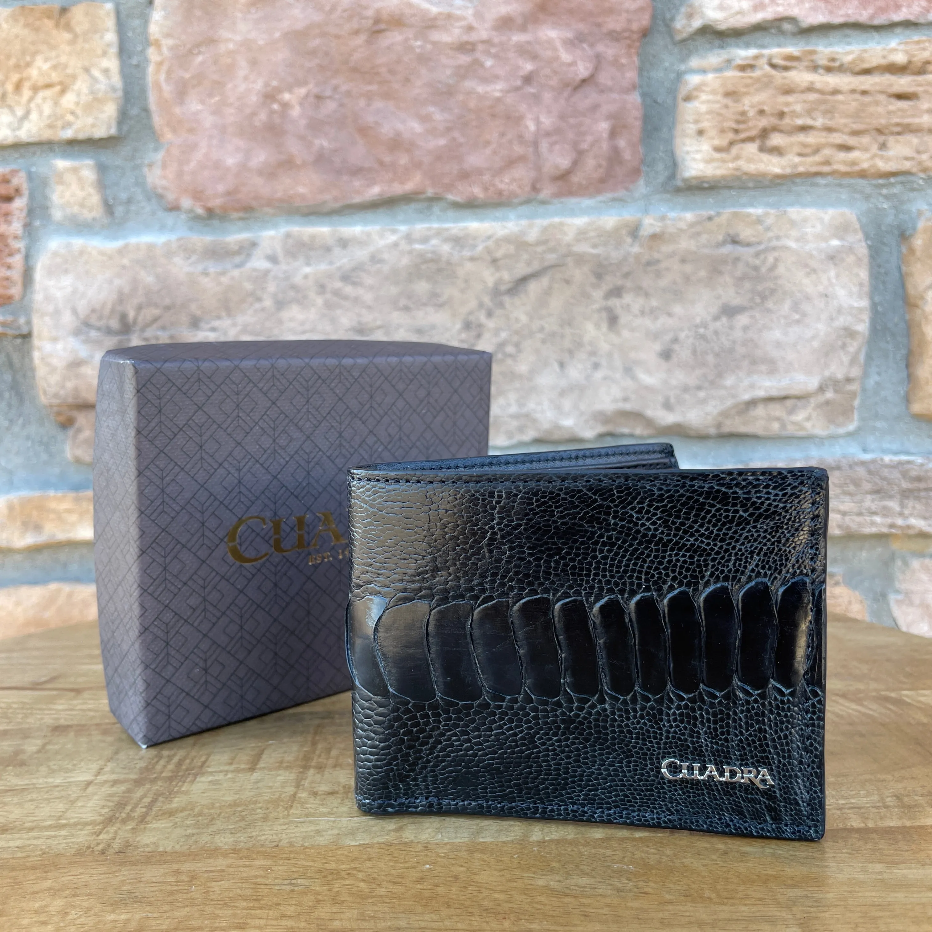 Men’s Cuadra Black Ostrich Wallet