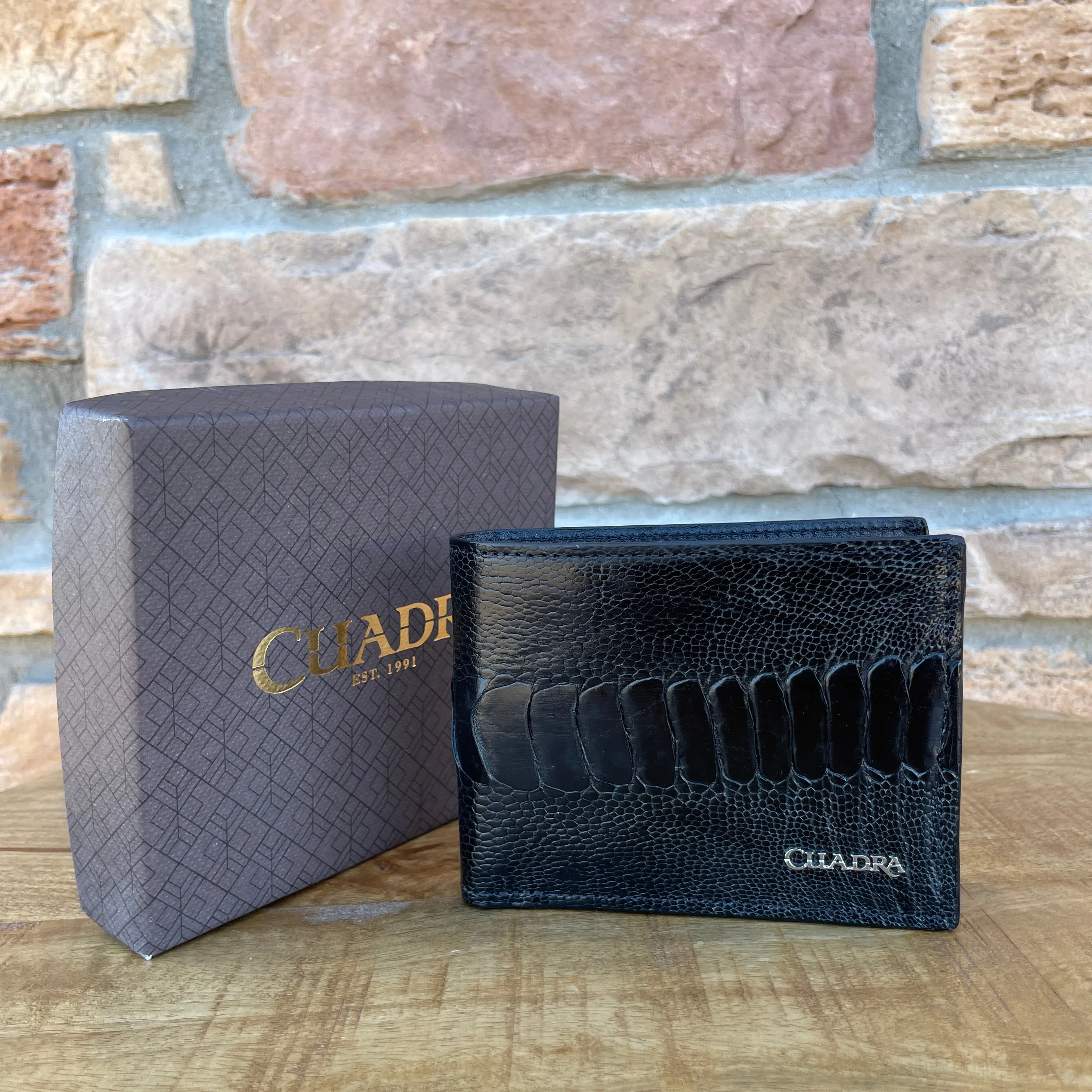 Men’s Cuadra Black Ostrich Wallet