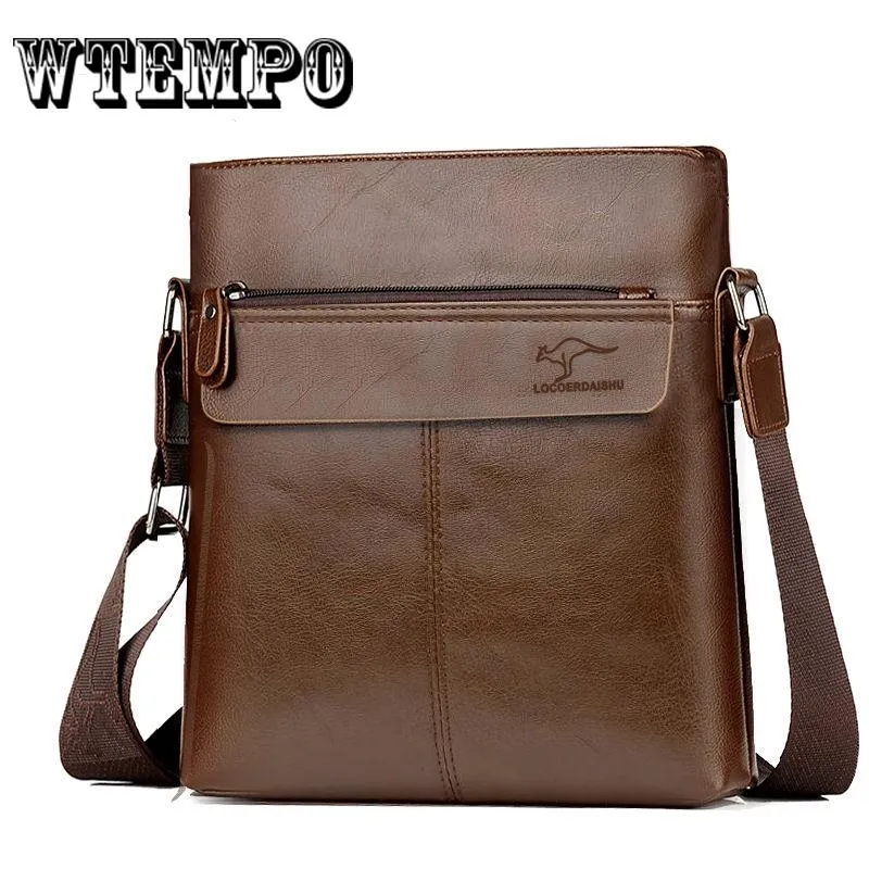 Messenger Shoulder Bag Men Leather Briefcase Casual Business Crossbody Handbag