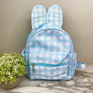 Mini Backpack - Easter - Gingham Bunny Ears - Blue